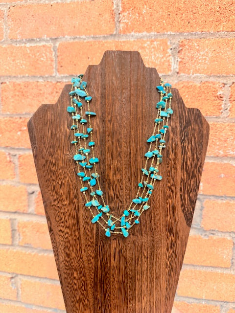 Stone necklace - turquoise