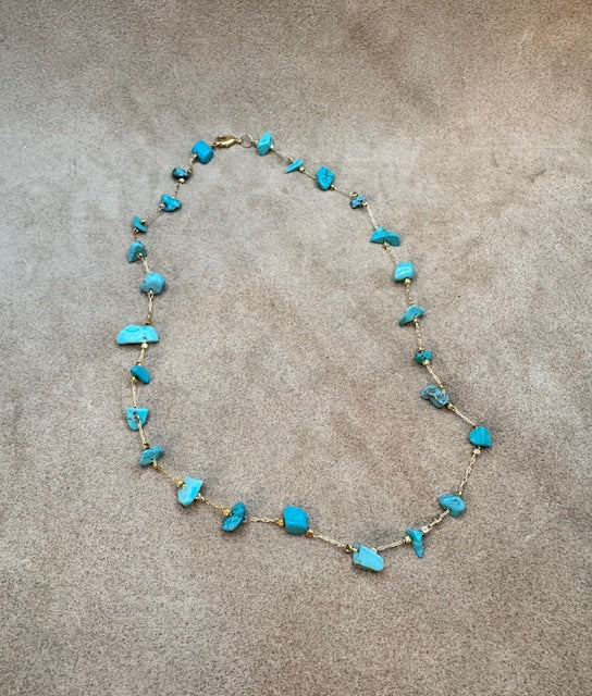 Stone necklace - turquoise